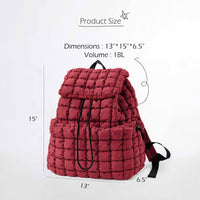 Thumbnail for ODODOS Quilted Backpack 2.0 for Women Lightweight Puffer Hiker Pack Drawstring Padding Travel Gym Bag, True Red