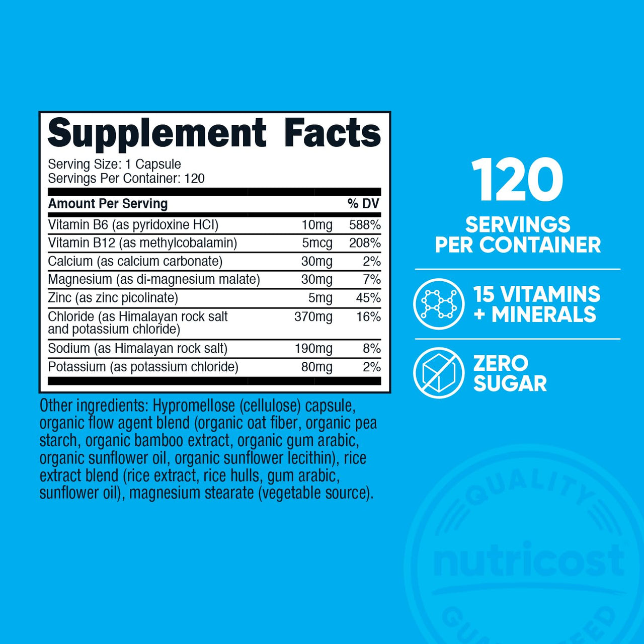 Nutricost Electrolyte Complex Advanced Hydration (120 Capsules) - 8 Hydrating Electrolytes & Vitamins, Gluten Free, Non-GMO, Vegetarian
