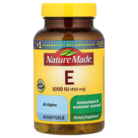 Thumbnail for Nature Made Vitamin E 1000 IU (dl-Alpha) Softgels 60 Ct