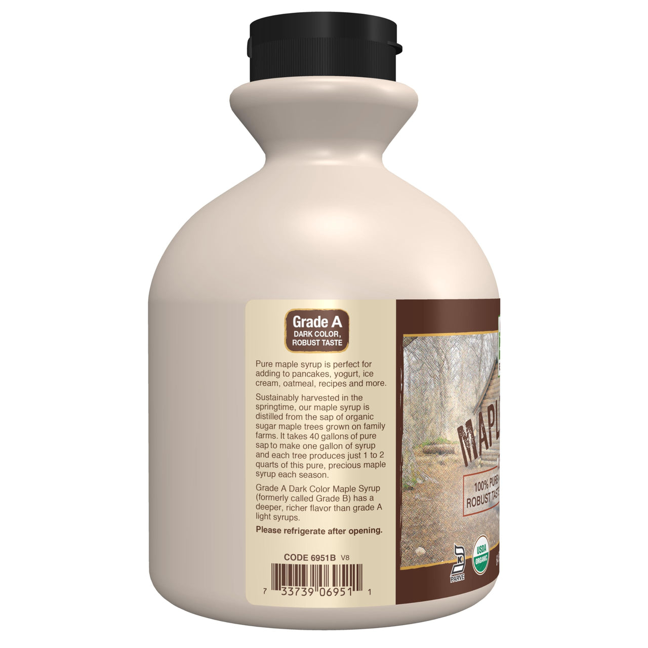 NOW Foods, Certified Organic Maple Syrup, Grade A Dark Color, Certified Non-GMO, Pure, Robust Taste, 64-Ounce