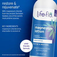 Thumbnail for LIFE-FLO Unscented Magnesium Lotion - Highly Concentrated Magnesium Lotion for Kids and Adults - Soothes Overworked Muscles, Joints When Massaged into the Skin - Hypoallergenic, 60-Day Guarantee - 8oz
