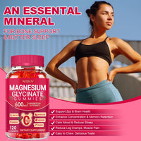 Thumbnail for Magnesium Glycinate Gummies 600mg, Sugar Free Magnesium Gummies for Adults, Chewable Potassium Supplements for Body Support, Zzz and Relaxation, 120 Count