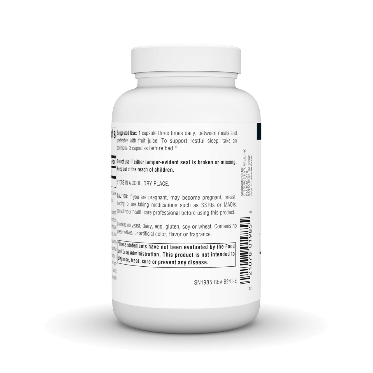 Source Naturals L-Tryptophan, for Mood, Relaxation, and Sleep*, 500mg - 120 Capsules