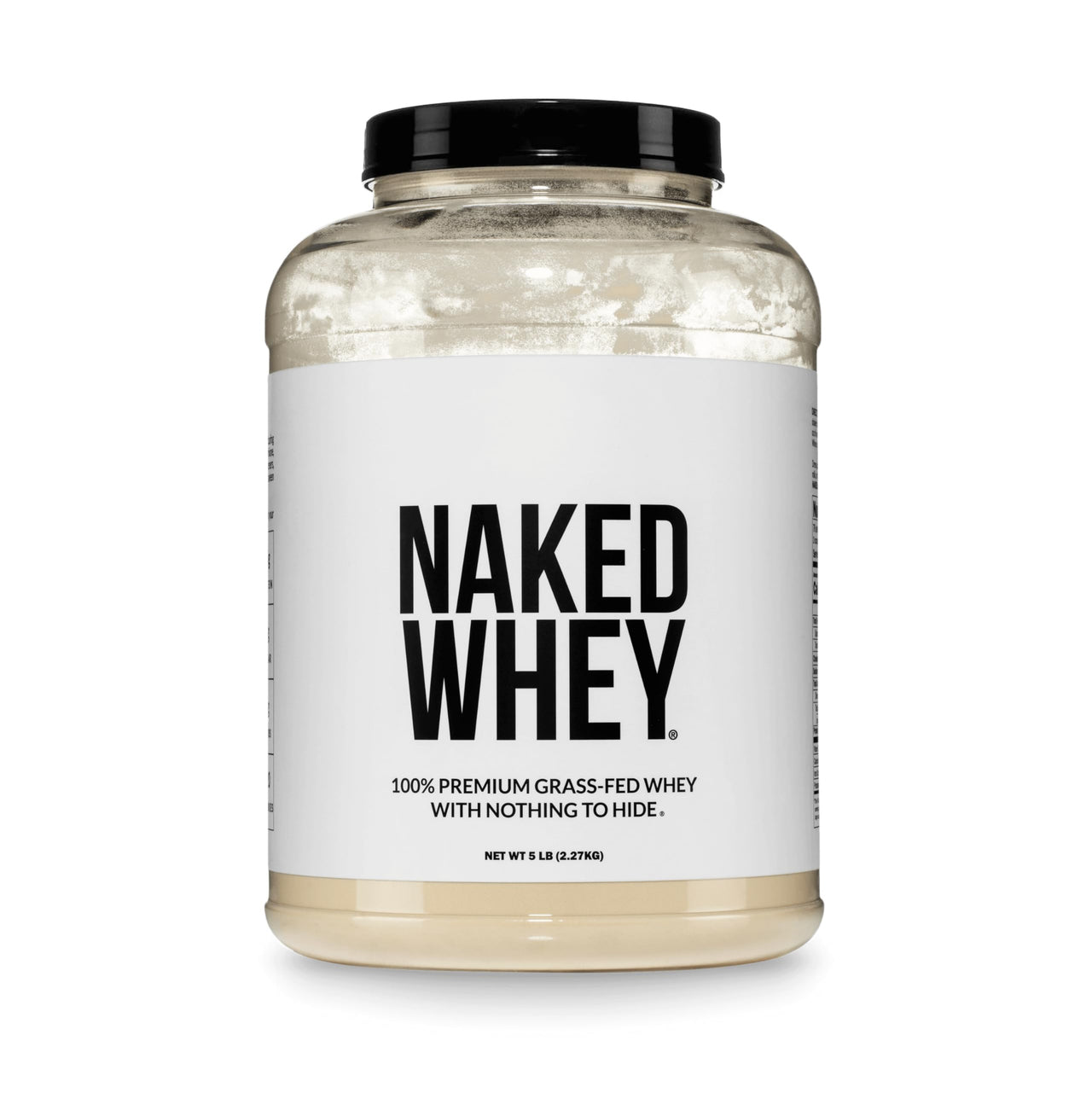 NAKED Whey 5LB 100% Grass Fed Unflavored Whey Protein Powder - Only 1 Ingredient, NSF Certified, Undenatured, Gluten Free, Soy Free, Promote Muscle Growth and Recovery - 76 Servings