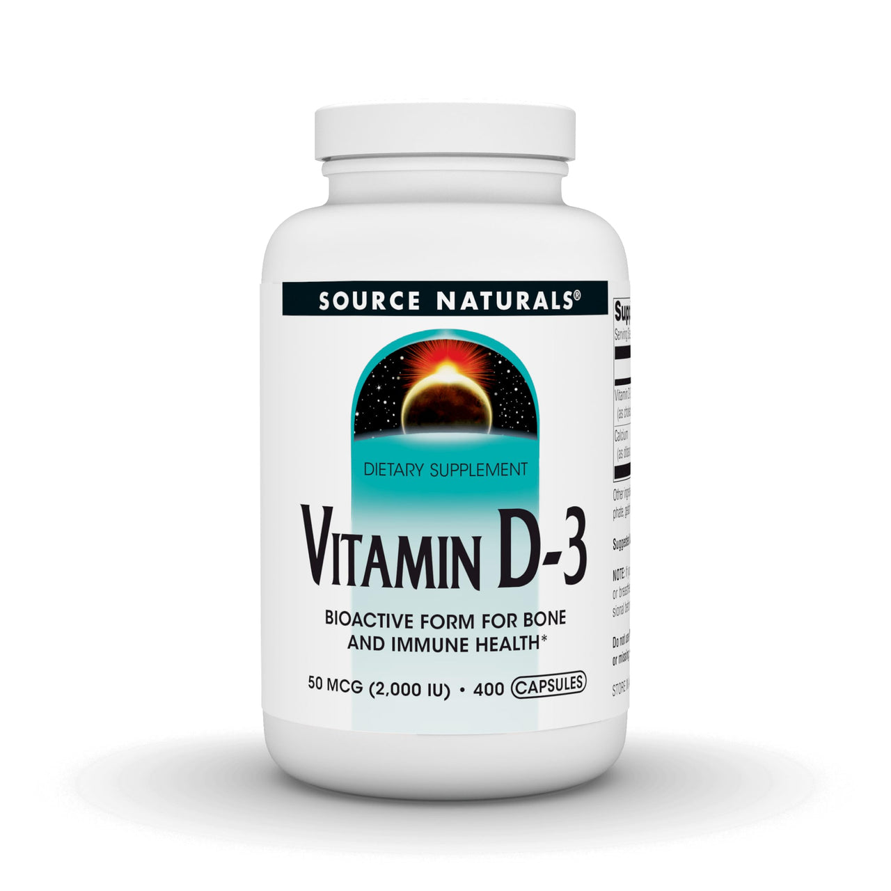 Source Naturals Vitamin D-3, Bioactive Form for Bone & Immune Health*, 50mcg (2000 iu) - 400 Capsules