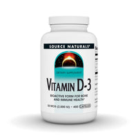 Thumbnail for Source Naturals Vitamin D-3, Bioactive Form for Bone & Immune Health*, 50mcg (2000 iu) - 400 Capsules