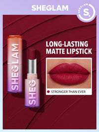 Thumbnail for SHEGLAM Dynamatte Boom Waterproof Matte Lipstick Long Lasting Transfer Proof Lip Stick - Stronger Than Ever