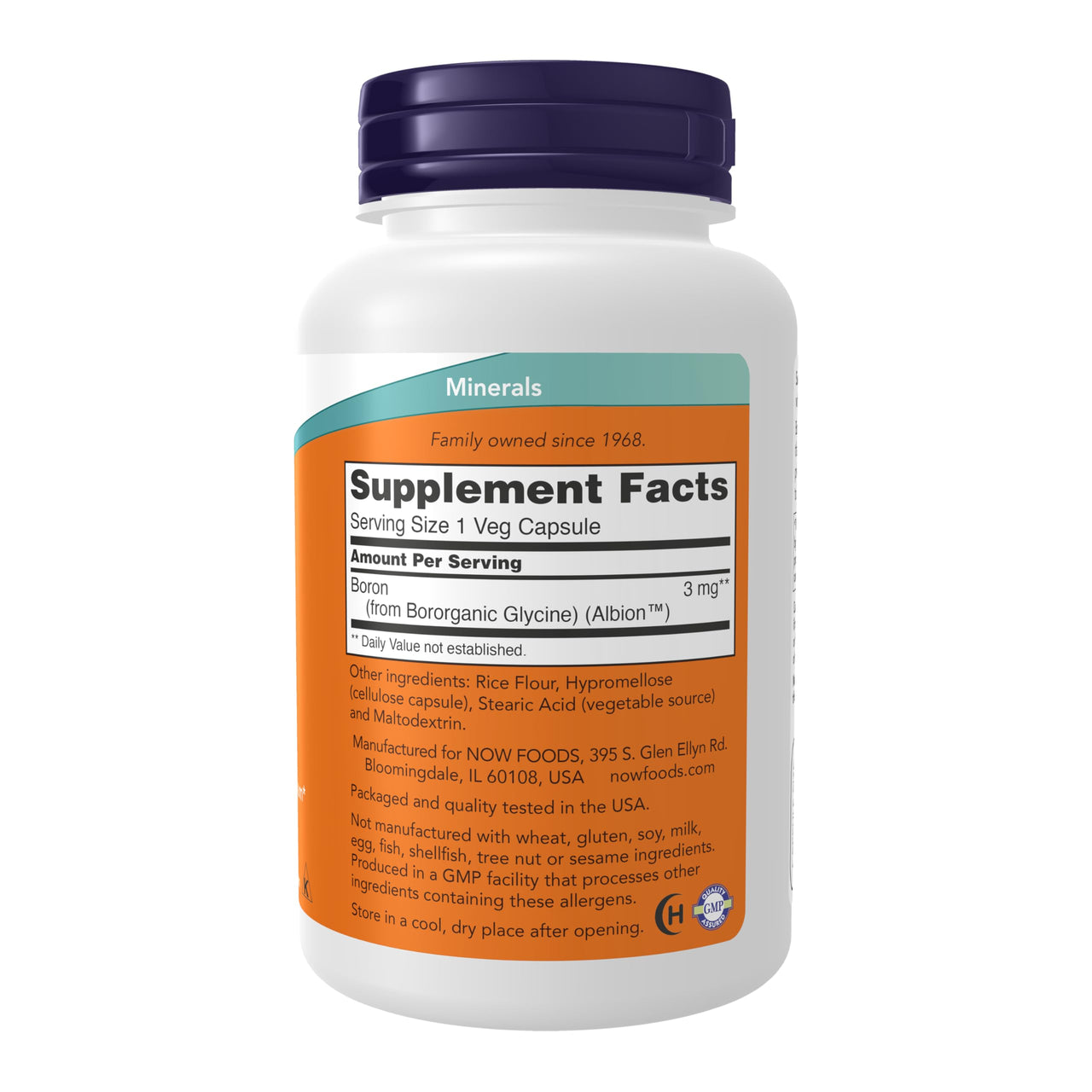 NOW Supplements, Boron 3 mg (Bororganic Glycine), Structural Support*, 250 Veg Capsules