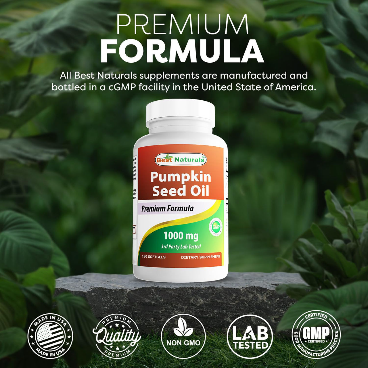 Best Naturals Pumpkin Seed Oil Bladder Control 1000 mg 180 Softgels