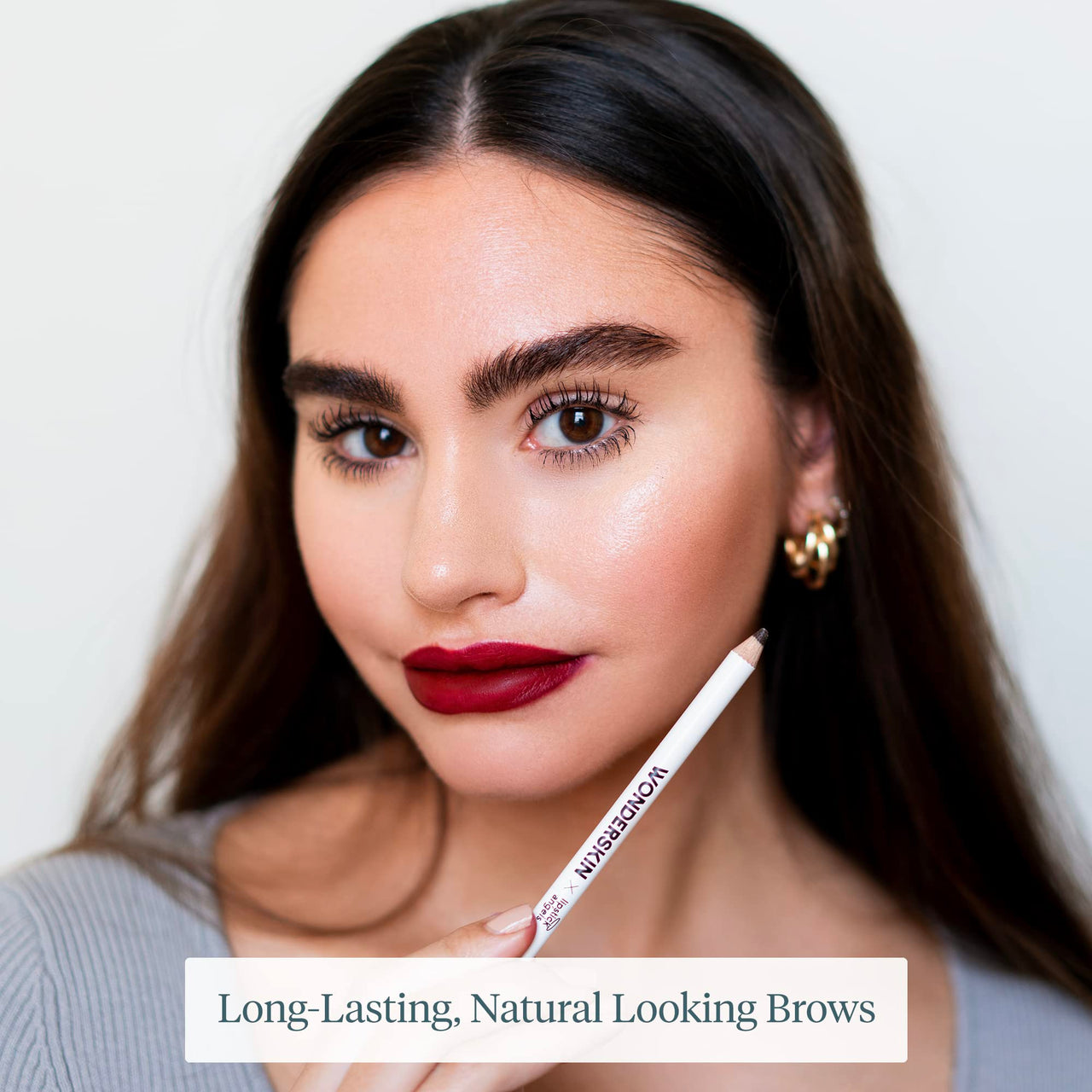 WONDERSKIN Eyebrow Pencil - Sharpenable Brow Pencil For Natural Looking Brows, Brown Eye Makeup, Long Lasting Eyebrow Pomade (Brunette)
