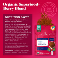 Thumbnail for Navitas Organics Superfood+ for Immune Support (Acai + Goji + Blueberry), Bag, 30 Servings Organic, Non-GMO, Vegan, Gluten-Free, Keto & Paleo, Berry Blend, 5.3 Oz