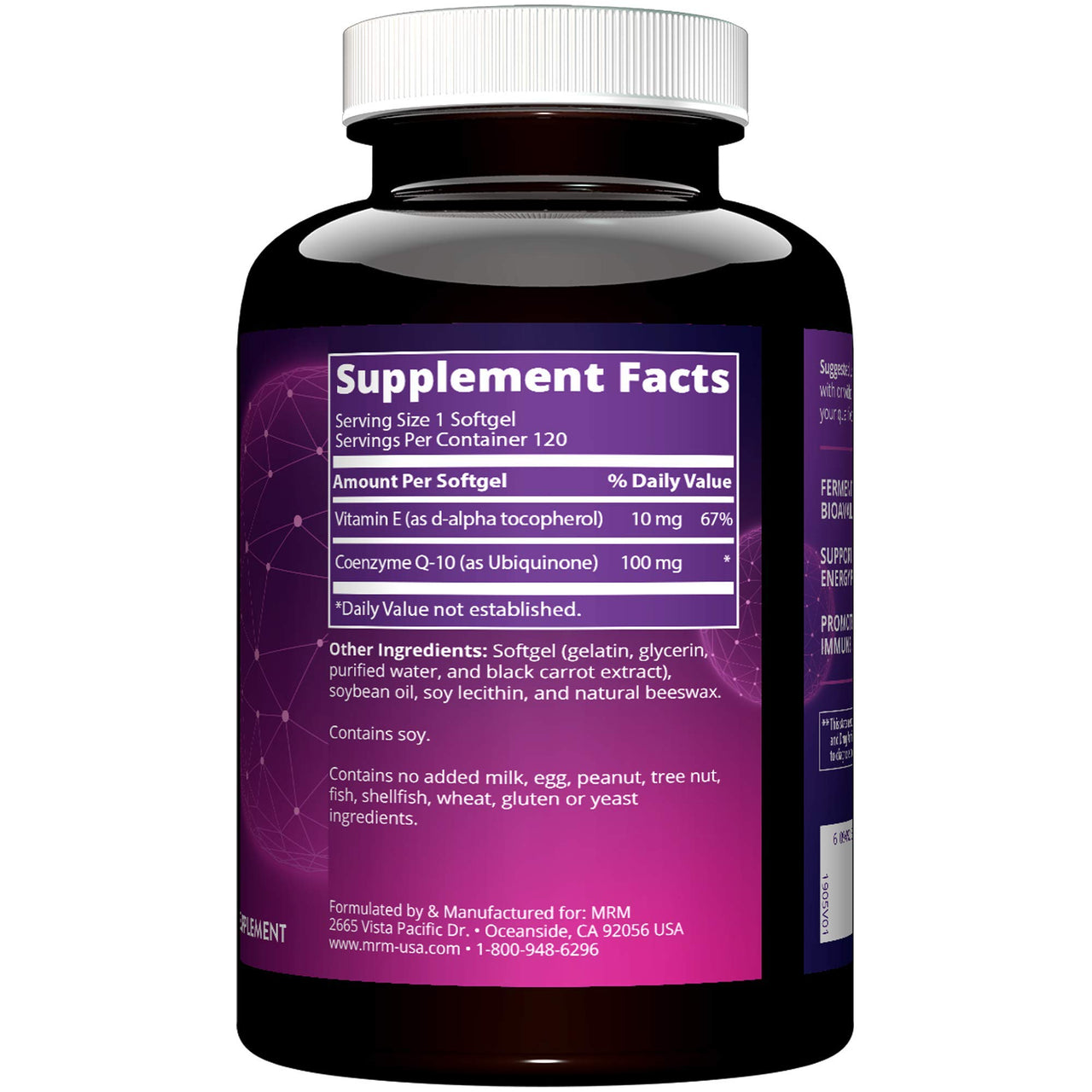 MRM Nutrition CoQ-10 100 mg - Ubiquinone Coenzyme Q-10 Supplement for Heart Health, Antioxidant and Cellular Energy Support for Women & Men, Enhanced Absorption, Gluten-Free - 120 Servings