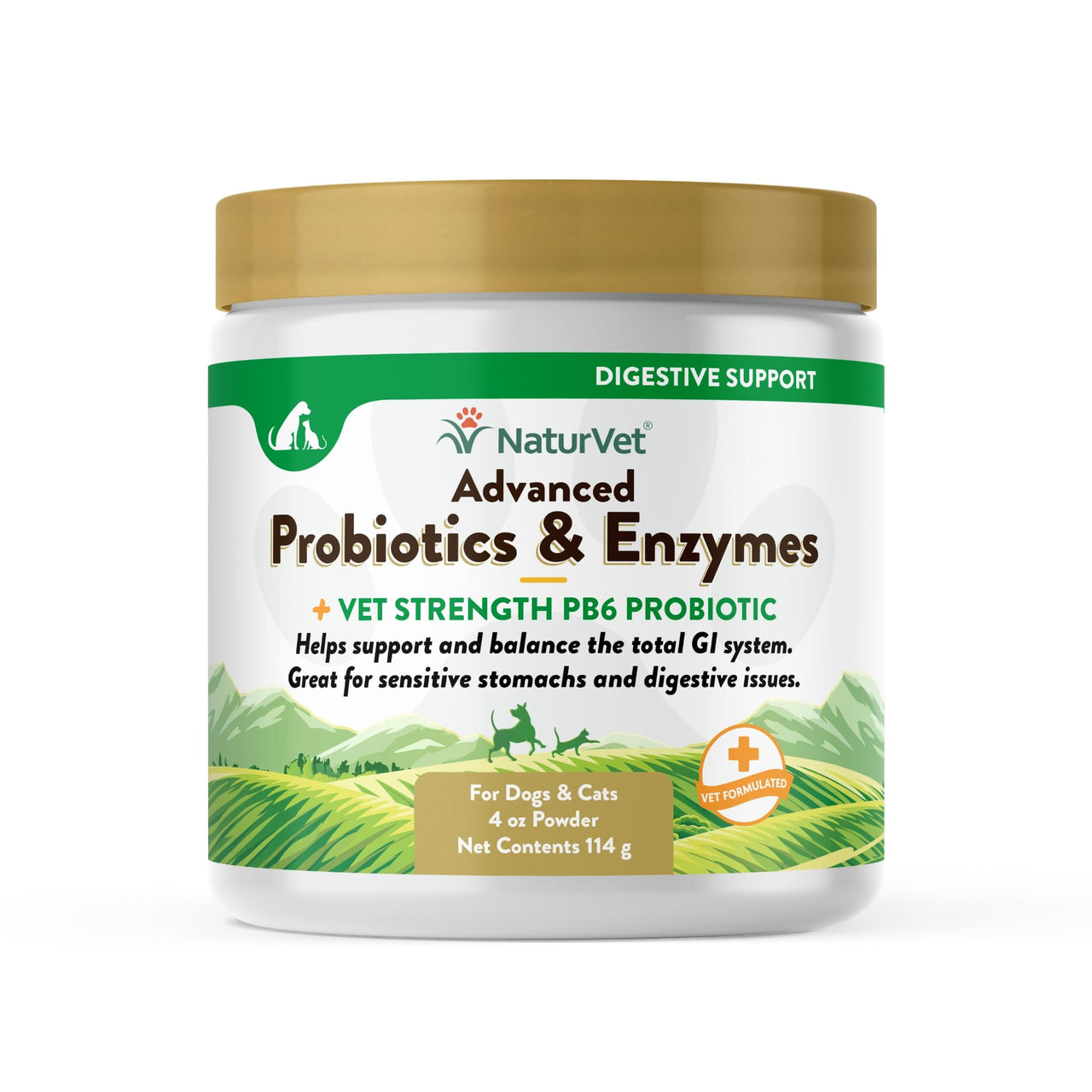 NaturVet – Advanced Probiotics & Enzymes - Plus Vet Strength PB6 Probiotic | Supports and Balances Pets with Sensitive Stomachs & Digestive Issues | for Dogs & Cats (4 oz)