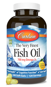 Thumbnail for Carlson - The Very Finest Fish Oil, 700 mg Omega-3s, Norwegian Fish Oil, Wild Caught, Sustainably Sourced Fish Oil Capsules, Lemon, 240 Count
