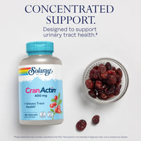 Thumbnail for SOLARAY CranActin Cranberry Extract 400 mg - Cranberry Supplements for Women and Men - Bladder and Urinary Tract Health Support with Vitamin C - Vegan, 60-Day Guarantee, 180 Servings, 180 VegCaps