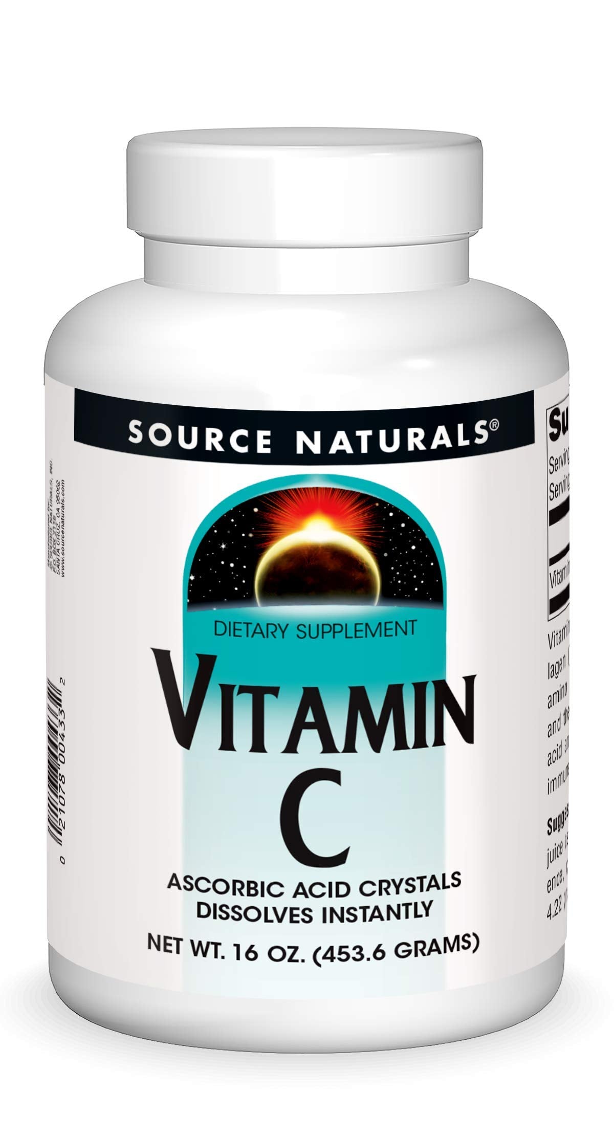 Source Naturals Vitamin C - Ascorbic Acid Crystals That Dissolves Instantly, Dietary Supplement - 16 oz