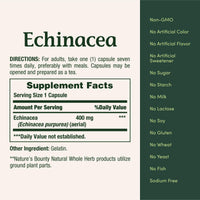 Thumbnail for Nature's Bounty Echinacea, Herbal Supplement, Supports Immune Health, 400mg, 100 Capsules