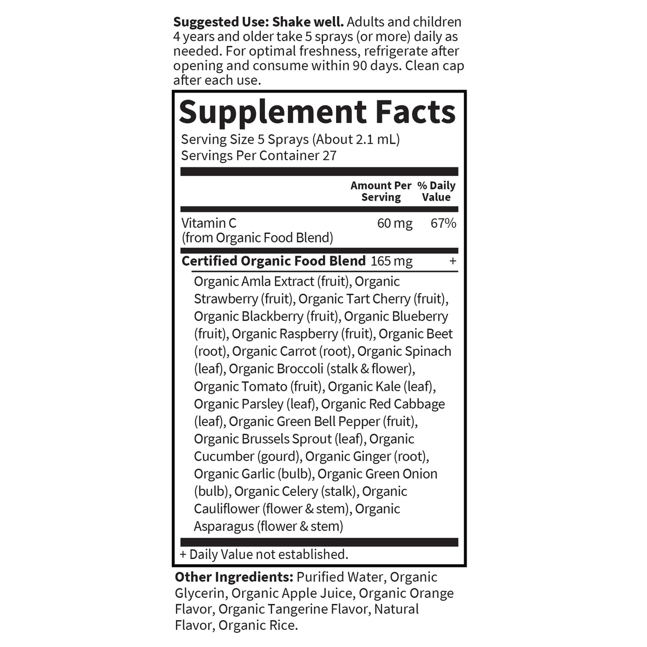 Garden of Life Organics Vitamin C Spray Featuring Amla Berry – Liquid Vitamin C Supplement for Immune & Skin Health Support, USDA Organic, Non-GMO, Vegan, Orange Tangerine Flavor, 2 Fl Oz Bottle