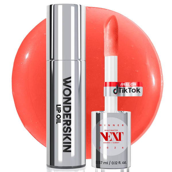 Wonderskin Lip Rehab Serum Oil - Tinted Lip Oil for Women, Hydrating, Moisturizing, and Non-Sticky Bright Red Tint Serum for Dry Lips (Flirt)