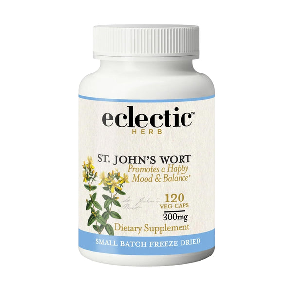 Eclectic Herb - St. John's Wort Capsules | Nervous System & Immune Support | Promotes a Positive Mood | Vegan, Non-GMO, Gluten Free, Freeze-Dried (120 CT | 300 mg)