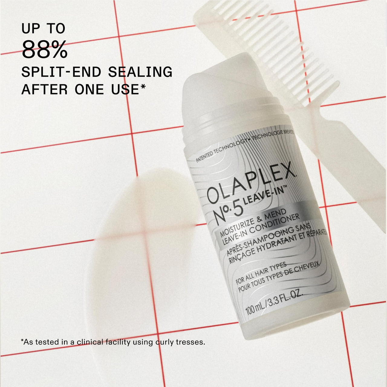 Olaplex Nº. 5 Leave-In Conditioner: Moisturizes & Mends Split Ends | Reduces Breakage & Repairs, Protects Damaged Hair | For Coily, Curly, Straight, and Wavy, Stocking Stuffers, 100 mL / 3.3 Fl Oz