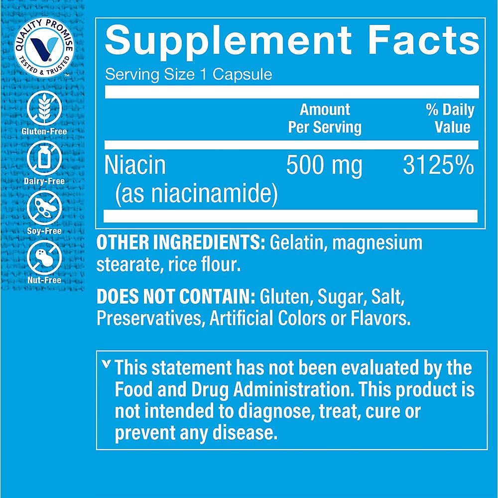 The Vitamin Shoppe Niacinamide 500MG, Supports Cholesterol Levels Already (100 Capsules)