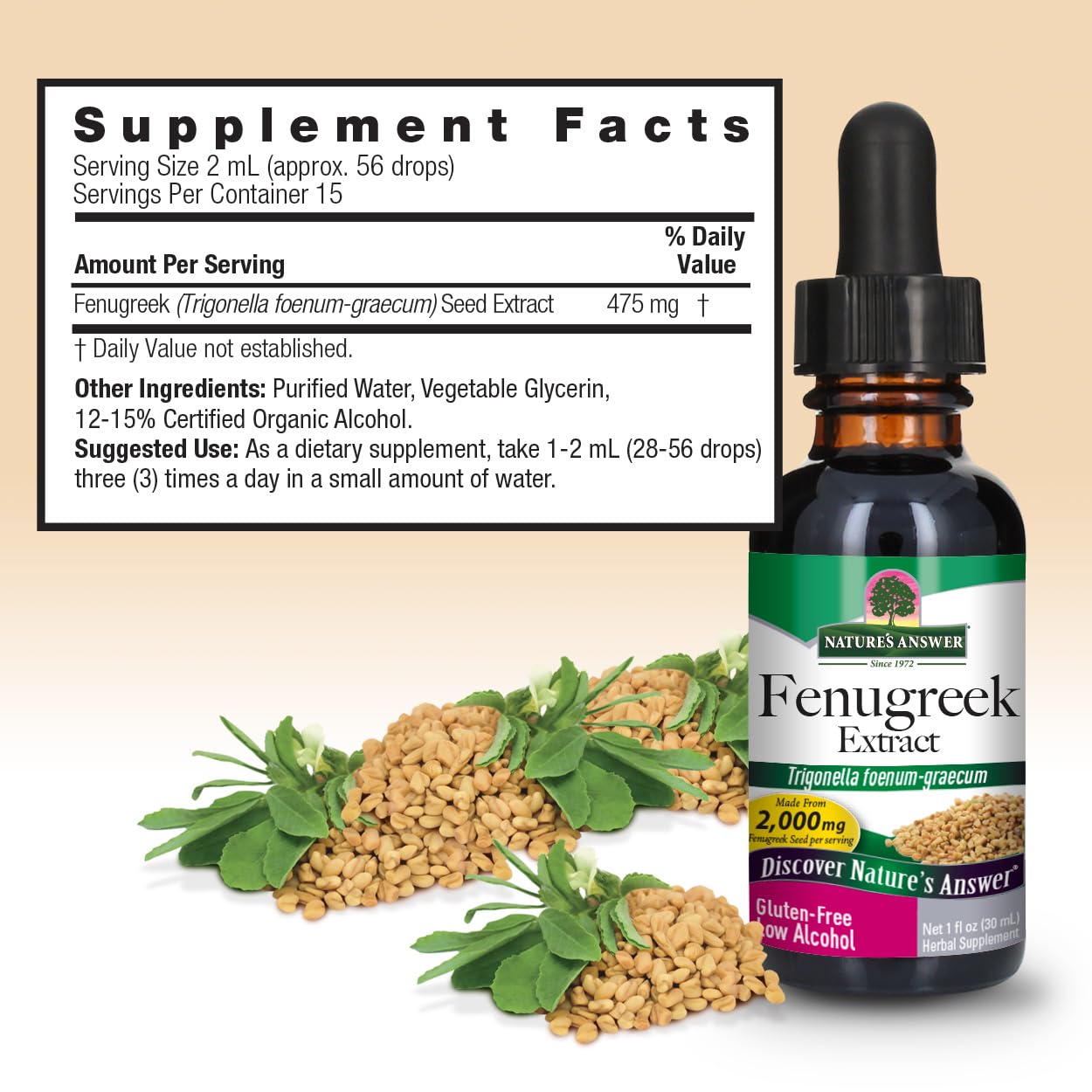 Nature's Answer Fenugreek Seed with Organic Alcohol, 1-Fluid Ounce