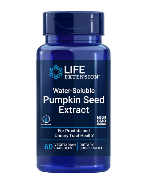 Life Extension Water-Soluble Pumpkin Seed Extract, Promotes Prostate & Urinary Tract Health, Bladder Health Support, Men, Women, Gluten-Free, Non-GMO, Vegetarian, 60 Capsules
