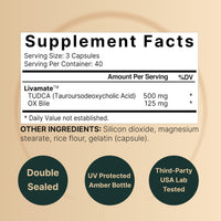 Thumbnail for TUDCA 500mg with OX Bile 125mg Per Serving, 120 Capsules – Bile Salts Support, High Absorption Livamate Formula | Liver Cleanse Detox & Repair Supplement | Natural Bitter Taste – Third Party Tested