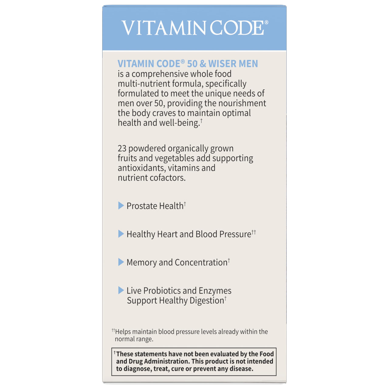 Garden of Life Multivitamin for Men - Vitamin Code 50 & Wiser Men's Raw Whole Food Vitamin Supplement with Probiotics, Vegetarian, 240 Capsules