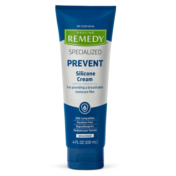 Medline Remedy Specialized Silicone Cream, Unscented (4 fl oz), Gentle Breathable Film for All Ages, Paraben-free and Hypoallergenic Skin Care, Barrier for Dry Cracked Skin