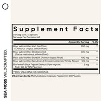 Thumbnail for Codeage Raw Wildcrafted Irish Sea Moss Supplement, Spirulina Algae, Bladderwrack Seaweed, Burdock Root, Black Pepper, Vegan, Non-GMO, 120 Capsules