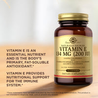 Thumbnail for Solgar Vitamin E 200 IU - 100 Softgels - Natural Antioxidant, Immune System Support - Gluten Free, Dairy Free - 100 Servings