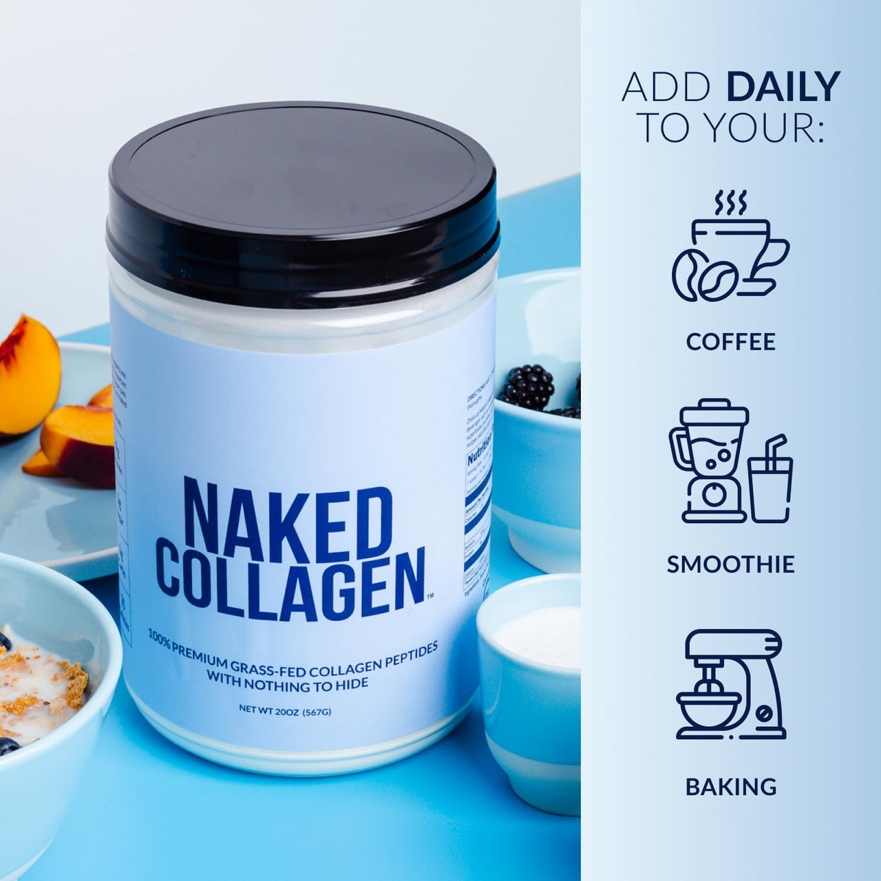 NAKED Vanilla Whey Isolate Protein Powder (24 Servings) Collagen Peptides Protein Powder 20oz (60 Servings) – Grass-Fed; Pasture-Raised; Non-GMO; Gluten Free; Keto; Paleo Friendly