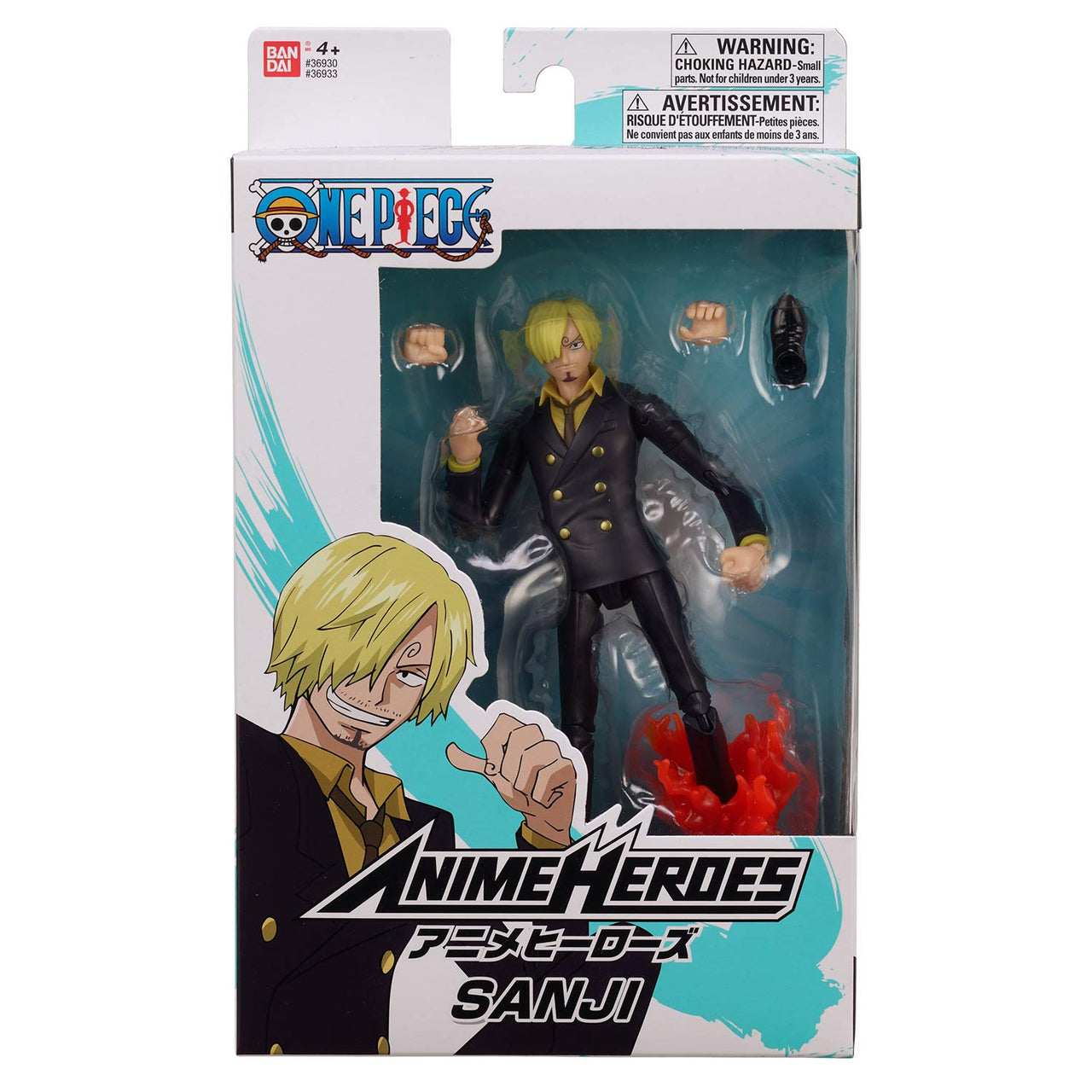 Anime Heroes One Piece Figures Sanji Action Figure | 17cm Articulated Sanji Anime Figure with Swappable Arms and Faces | Bandai One Piece Action Figures Pirate Toys Range