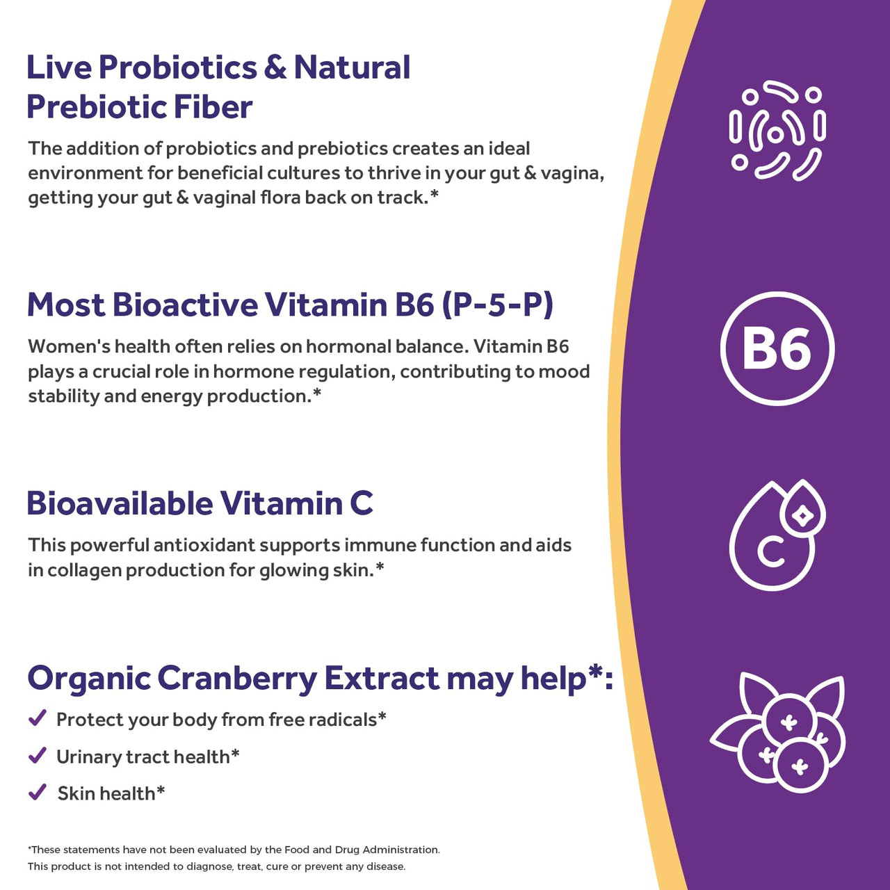 Doctor's Recipes Probiotics for Women, 100 Billion CFU, 18 Probiotic Strains, Prebiotics, Cranberry, P-5-P & VC, Vaginal, Digestive & Immune Support, Shelf-Stable, 30 Vegan Caps