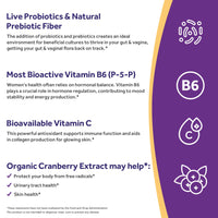 Thumbnail for Doctor's Recipes Probiotics for Women, 100 Billion CFU, 18 Probiotic Strains, Prebiotics, Cranberry, P-5-P & VC, Vaginal, Digestive & Immune Support, Shelf-Stable, 30 Vegan Caps