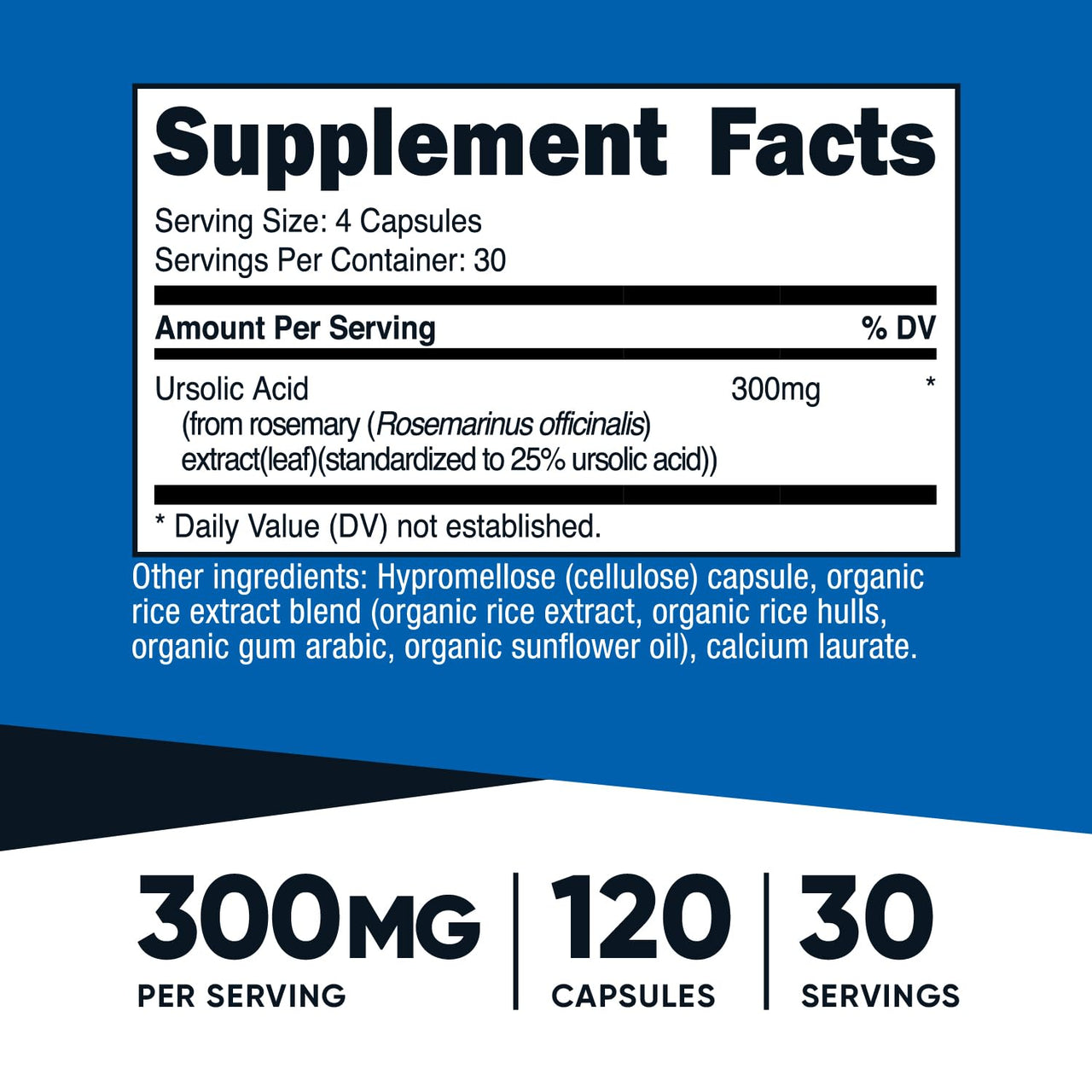 Nutricost Ursolic Acid 300mg, 120 Capsules - Vegetarian, Non GMO, Gluten Free, Soy Free