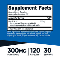 Thumbnail for Nutricost Ursolic Acid 300mg, 120 Capsules - Vegetarian, Non GMO, Gluten Free, Soy Free