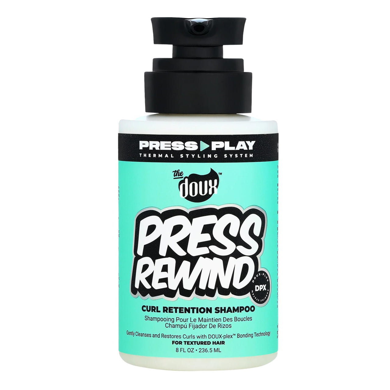 The Doux PRESS REWIND Curl Retention Shampoo for Curly Hair – Anti-Frizz Hydrating Shampoo with Aloe & Pataua Oil – Frizz Control Hair Care for Men & Women – Sulfate-Free, 8 oz
