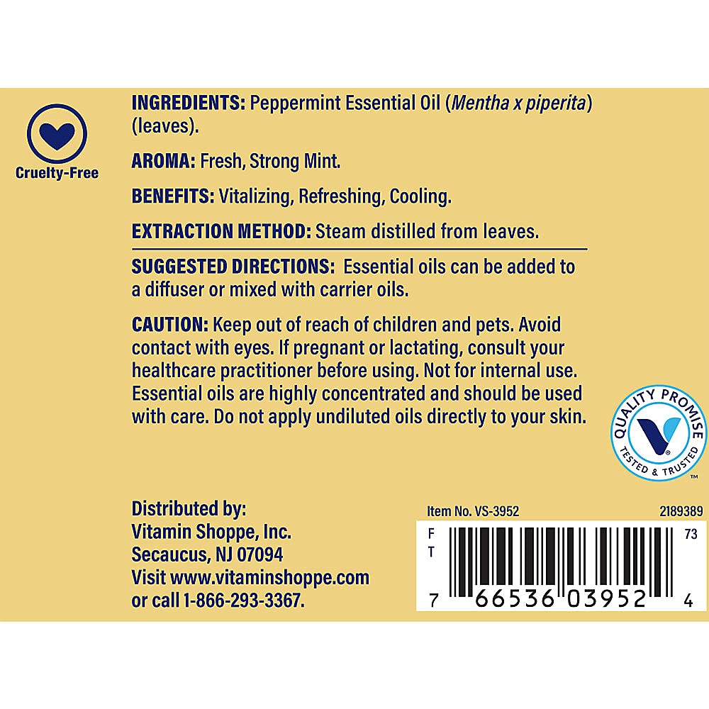 The Vitamin Shoppe Peppermint 100% Pure Essential Oil Vitalizing,