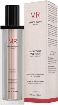 Thumbnail for Maison Rouge Brightening Face Serum by Codeage - Glutathione Serum, Vitamin C, E, Hyaluronic Acid, Collagen - Radiance Enhancing - Parabens and Sulfates-Free - Refillable - All Skin Types - 1.7 fl oz