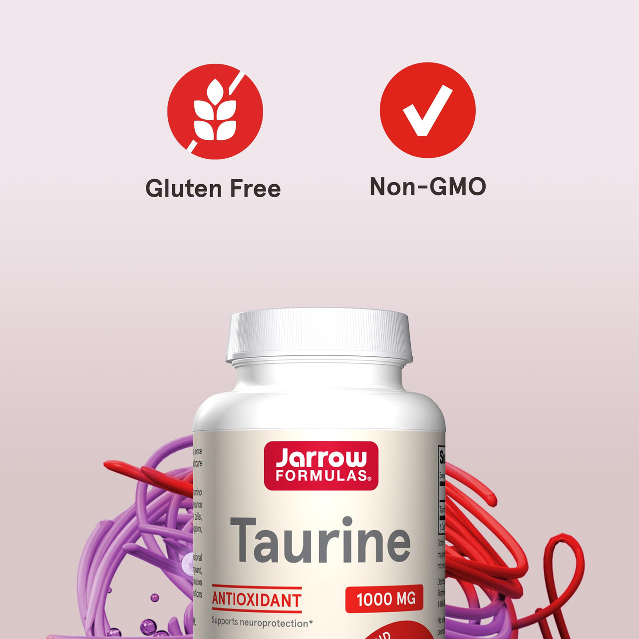 Jarrow Formulas® Taurine 1000 mg, Dietary Supplement, Amino Acid Supplement for Brain Health Support, 100 Capsules, 100 Day Supply