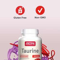 Thumbnail for Jarrow Formulas® Taurine 1000 mg, Dietary Supplement, Amino Acid Supplement for Brain Health Support, 100 Capsules, 100 Day Supply