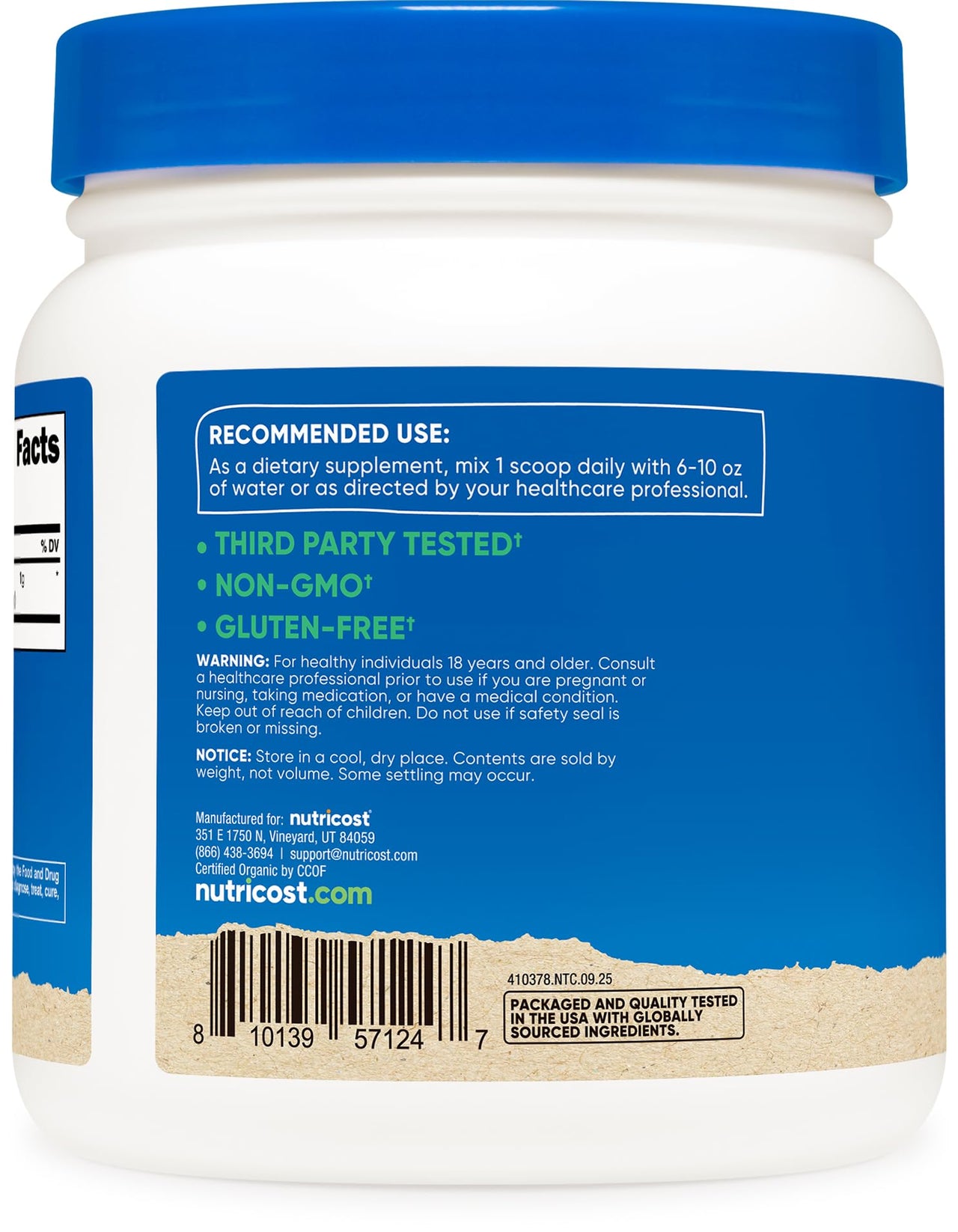 Nutricost Organic Lion's Mane Mushroom Powder (8 oz) - 227 Servings, Certified USDA Organic Supplement