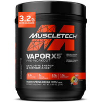 Thumbnail for MuscleTech Pre-Workout Powder, Vapor X5 - Sports Nutrition Muscle Building Supplements for Women & Men - Intense Muscle Pump Energy Powder Drink Mix - Miami Spring Break, 272g (30 Servings)