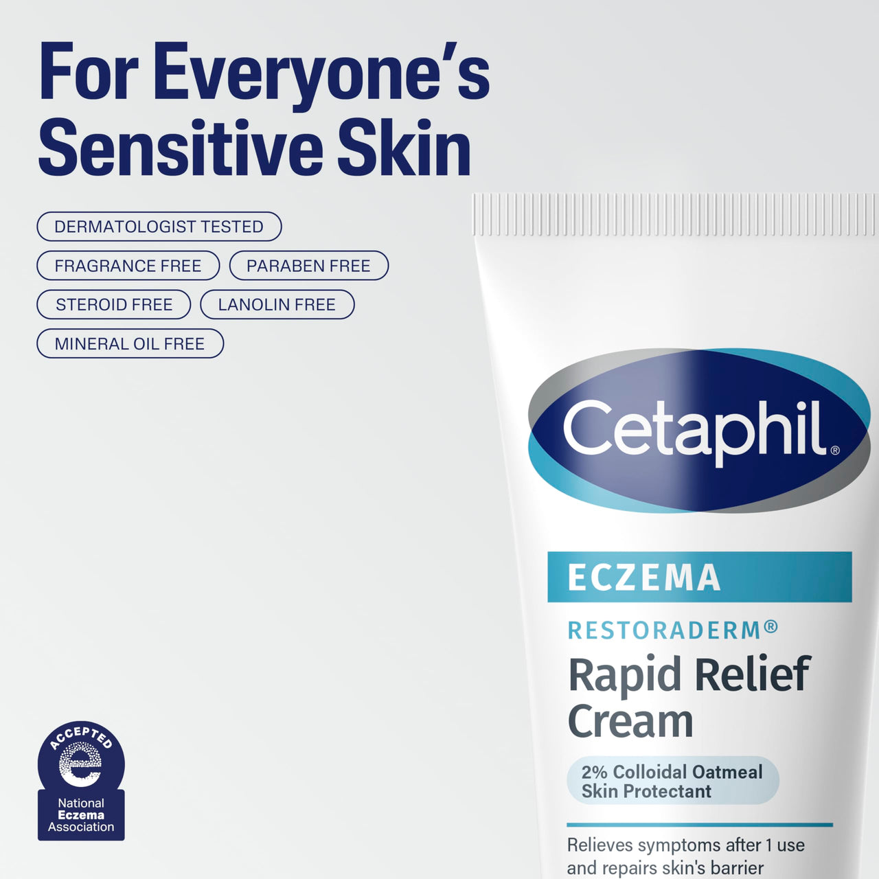 CETAPHIL ECZEMA RESTORADERM FLARE-UP RELIEF CREAM, For Eczema Prone Skin, 8 oz, Barrier Repair, 48 Hour Hydration, 2% Skin Protectant Colloidal Oatmeal, Steroid Free