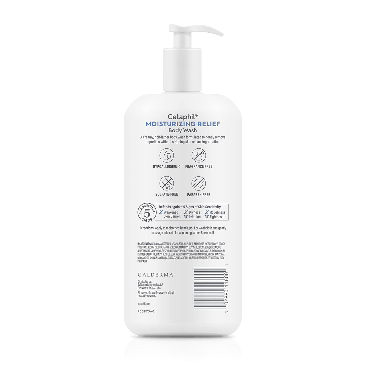 Cetaphil Body Wash, Moisturizing Relief Body Wash for Sensitive Skin, Creamy Rich Formula Gently Cleanses and Gives 24 Hour Relief to Dry Skin, Hypoallergenic, Fragrance Free, 20 oz