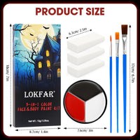 Thumbnail for Black White Red Face & Body Paint - Blendable Facepaint Foundation with Sponge & Brush for Skin, Professional Halloween Face Make-up Kit for Zombie Clown Vampire Skeleton Skull Joker Costume