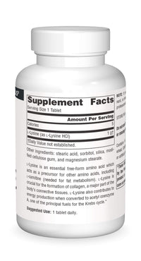 Thumbnail for Source Naturals L-Lysine Free Form, 1,000 mg - Amino Acid Supplement Supports Energy & Formation of Collagen* - 50 Tablets